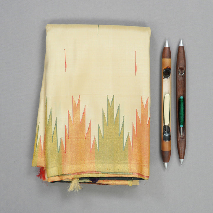 Hayagrivas Handloom Sandal Kanjivaram Silk Saree with Temple Border KBE2427C1-1