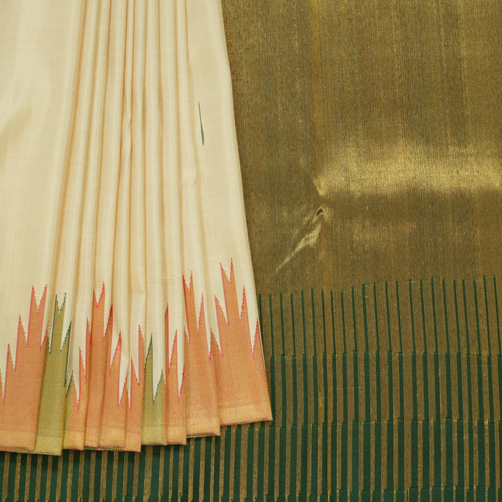 Hayagrivas Handloom Sandal Kanjivaram Silk Saree with Temple Border KBE2427C1-1