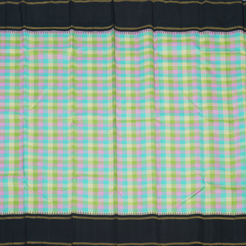 Hayagrivas Handloom Pastel Checks Kanjivaram Silk Saree with Kanchana Brown Border KBE2427C3-1