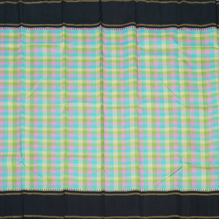 Hayagrivas Handloom Pastel Checks Kanjivaram Silk Saree with Kanchana Brown Border KBE2427C3-1
