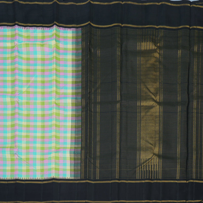 Hayagrivas Handloom Pastel Checks Kanjivaram Silk Saree with Kanchana Brown Border KBE2427C3-1