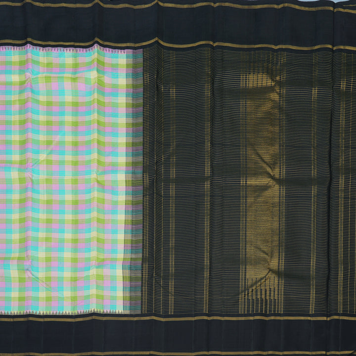 Hayagrivas Handloom Pastel Checks Kanjivaram Silk Saree with Kanchana Brown Border KBE2427C3-1