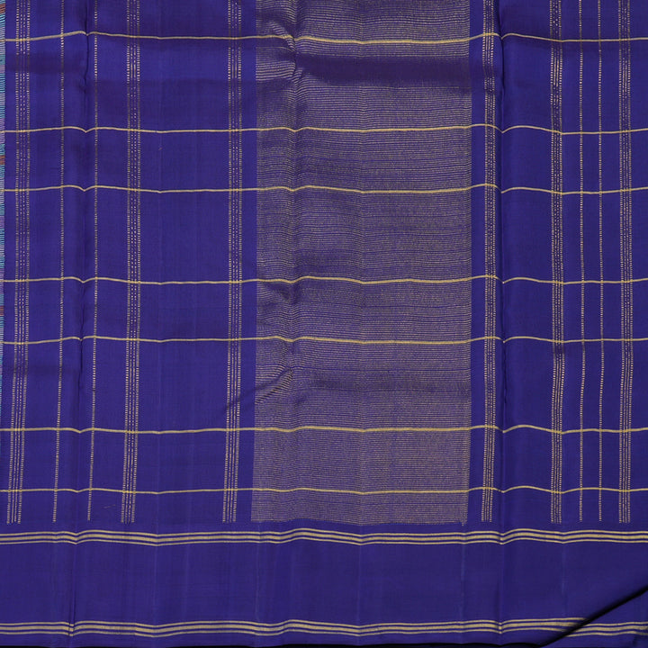 Hayagrivas Handloom Multicolour Checks Kanjivaram Silk Saree with Purplish-Blue Border KBE2427C4-1