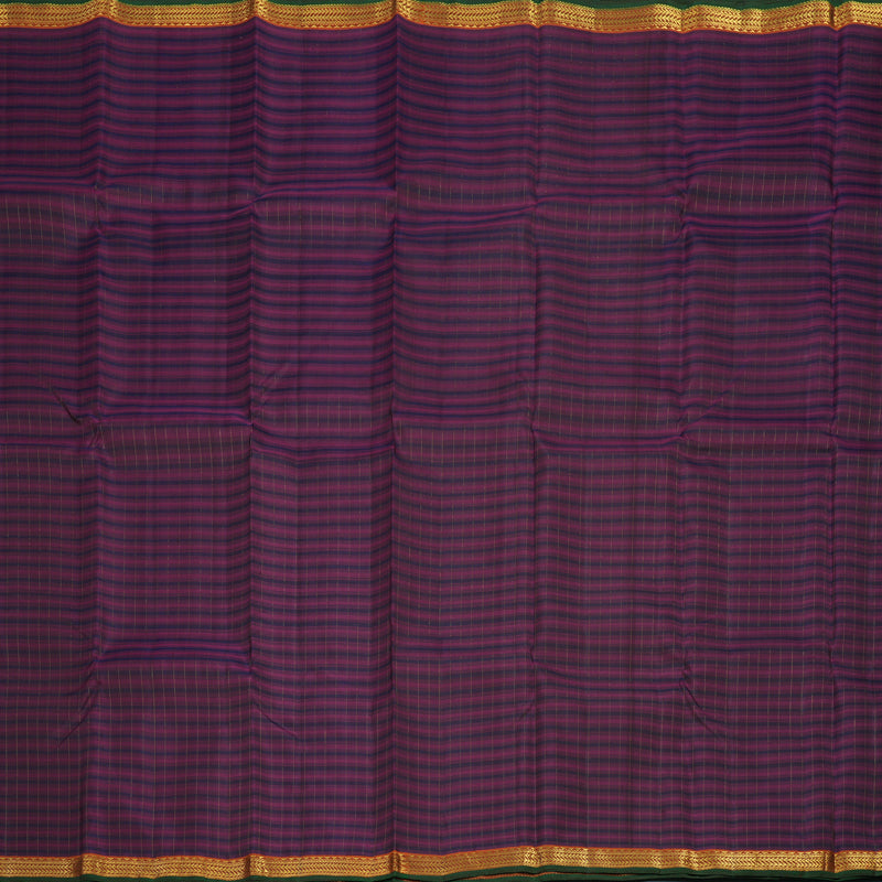 Hayagrivas Handloom Purple Shaded Stripes Kanjivaram Silk Saree with Rust Orange Border KBE2427C8-1