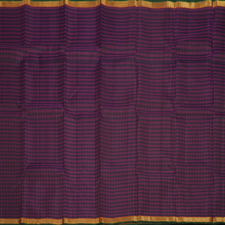 Hayagrivas Handloom Purple Shaded Stripes Kanjivaram Silk Saree with Rust Orange Border KBE2427C8-1
