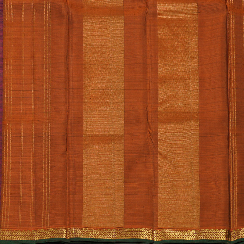 Hayagrivas Handloom Purple Shaded Stripes Kanjivaram Silk Saree with Rust Orange Border KBE2427C8-1
