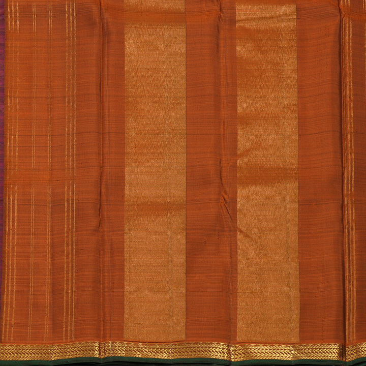 Hayagrivas Handloom Purple Shaded Stripes Kanjivaram Silk Saree with Rust Orange Border KBE2427C8-1