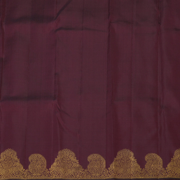Hayagrivas Handloom Greenish-Grey Kanjivaram Silk Saree with Turning Border KBE2428C3-1