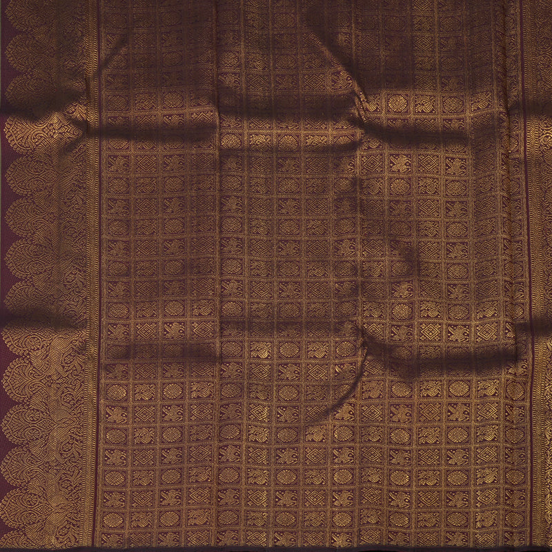 Hayagrivas Handloom Greenish-Grey Kanjivaram Silk Saree with Turning Border KBE2428C3-1
