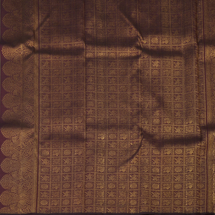 Hayagrivas Handloom Greenish-Grey Kanjivaram Silk Saree with Turning Border KBE2428C3-1