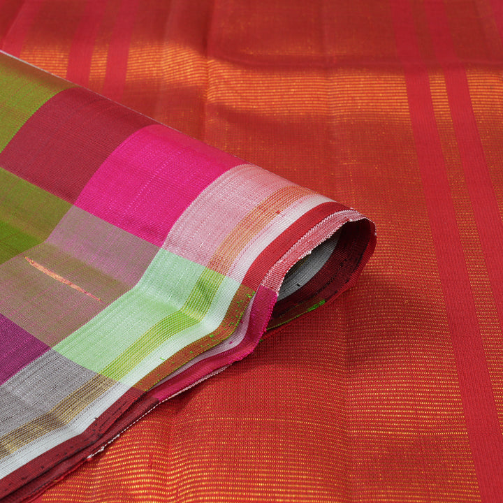 Hayagrivas Handloom Multicolour Checks Kanjivaram Silk Saree KBE2428C5-1