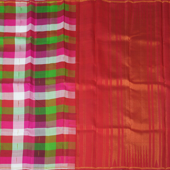 Hayagrivas Handloom Multicolour Checks Kanjivaram Silk Saree KBE2428C5-1
