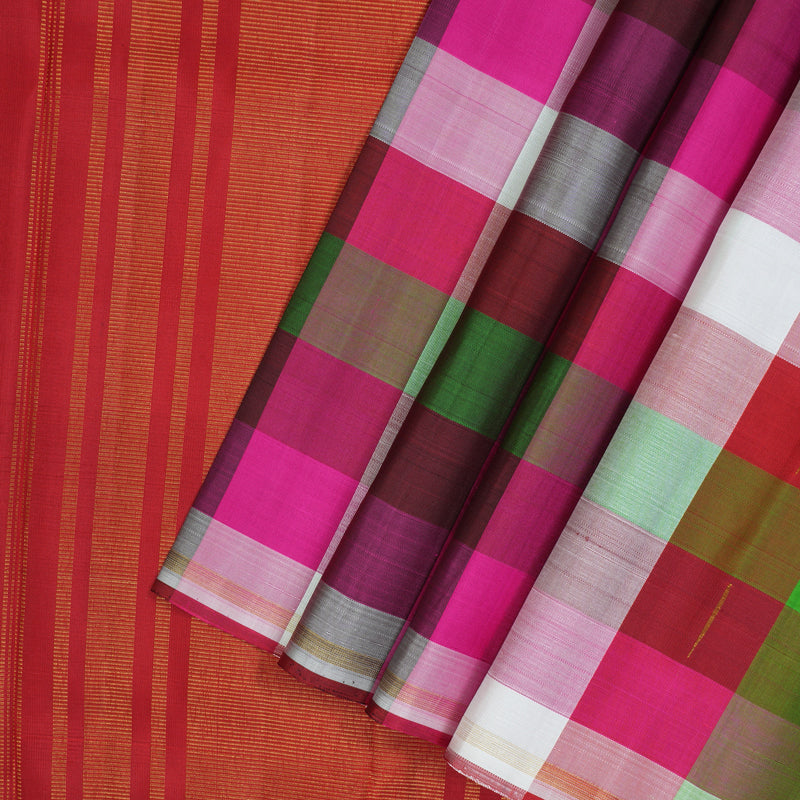 Hayagrivas Handloom Multicolour Checks Kanjivaram Silk Saree KBE2428C5-1