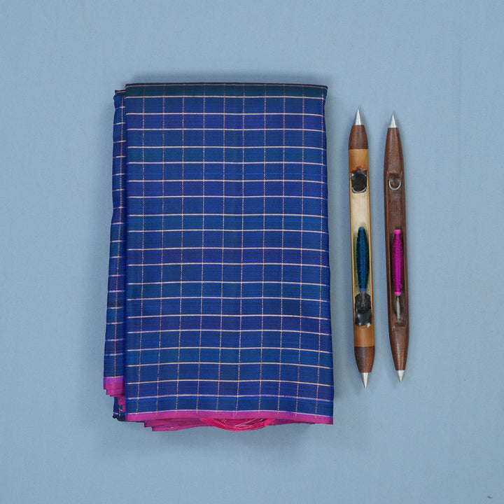 Hayagrivas Handloom Peacock Blue Kanjivaram Silk Saree KBE2428C6-1