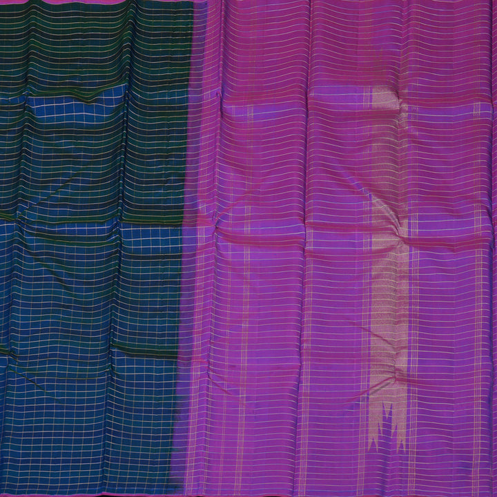 Hayagrivas Handloom Peacock Blue Kanjivaram Silk Saree KBE2428C6-1