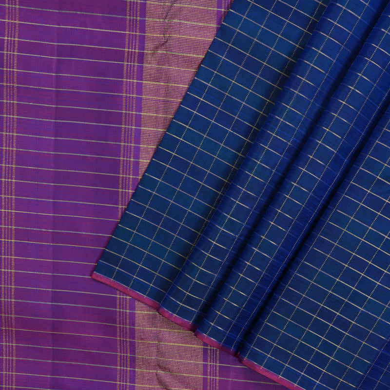 Hayagrivas Handloom Peacock Blue Kanjivaram Silk Saree KBE2428C6-1