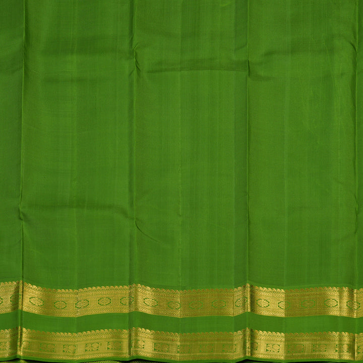 Hayagrivas Handloom Black Kanjivaram Silk Saree with Olive Green Border KBE2429C2-1