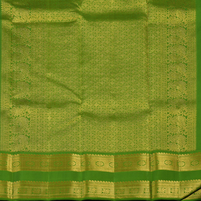 Hayagrivas Handloom Black Kanjivaram Silk Saree with Olive Green Border KBE2429C2-1