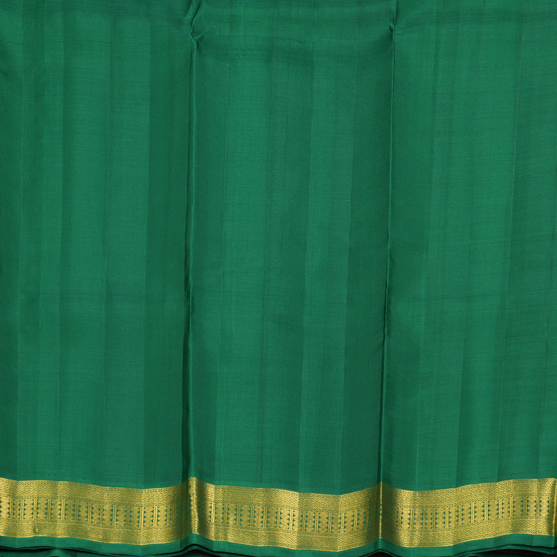 Hayagrivas Handloom Mambazham Orange Kanjivaram Silk Saree with Dark Green Border KBE2430C2-1
