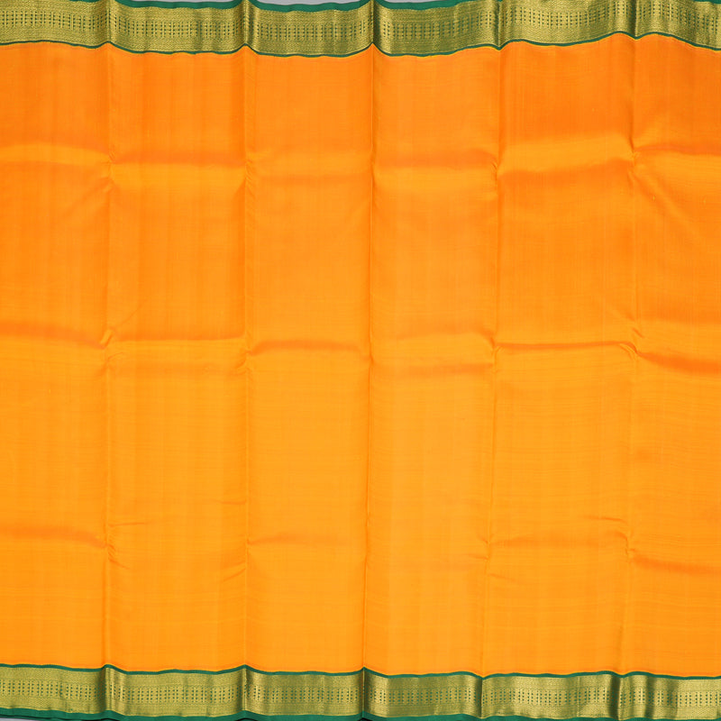 Hayagrivas Handloom Mambazham Orange Kanjivaram Silk Saree with Dark Green Border KBE2430C2-1
