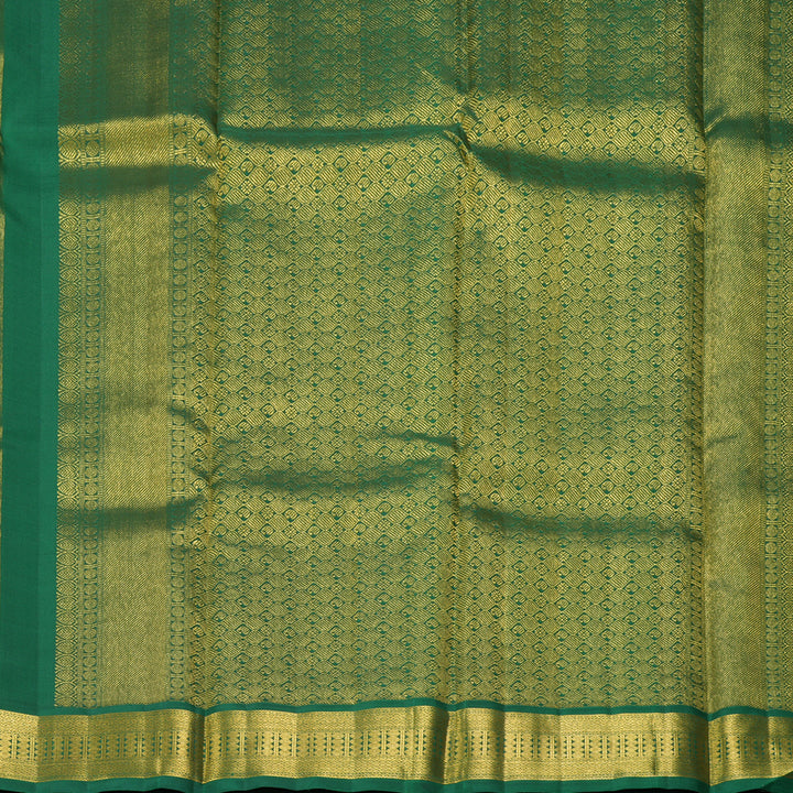 Hayagrivas Handloom Mambazham Orange Kanjivaram Silk Saree with Dark Green Border KBE2430C2-1