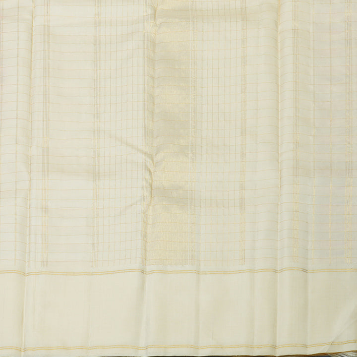 Hayagrivas Handloom Orange & Pink Checks Kanjivaram Silk Saree with Half-White Border KBE2431C7-1