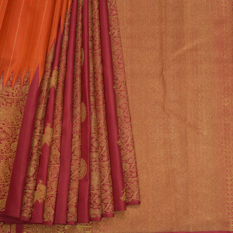 Hayagrivas Handloom Maroon Kanjivaram Silk Saree KBE2432C2-1