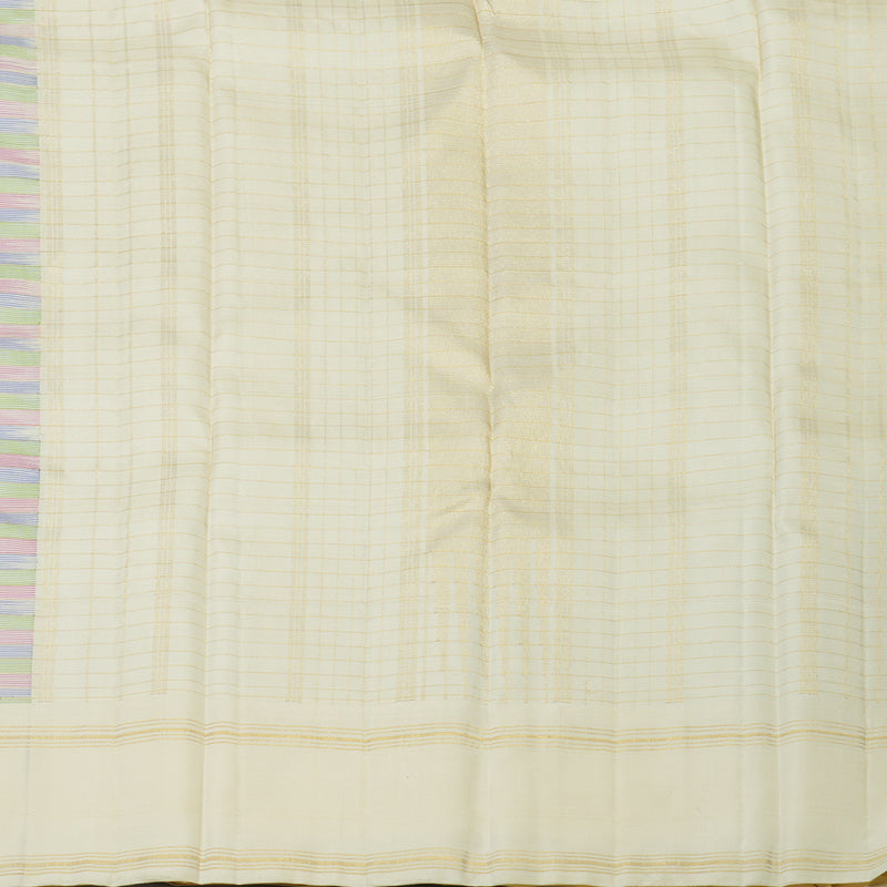Hayagrivas Handloom Multicolour Checks Kanjivaram Silk Saree with Cream Border KBE2432C6-1