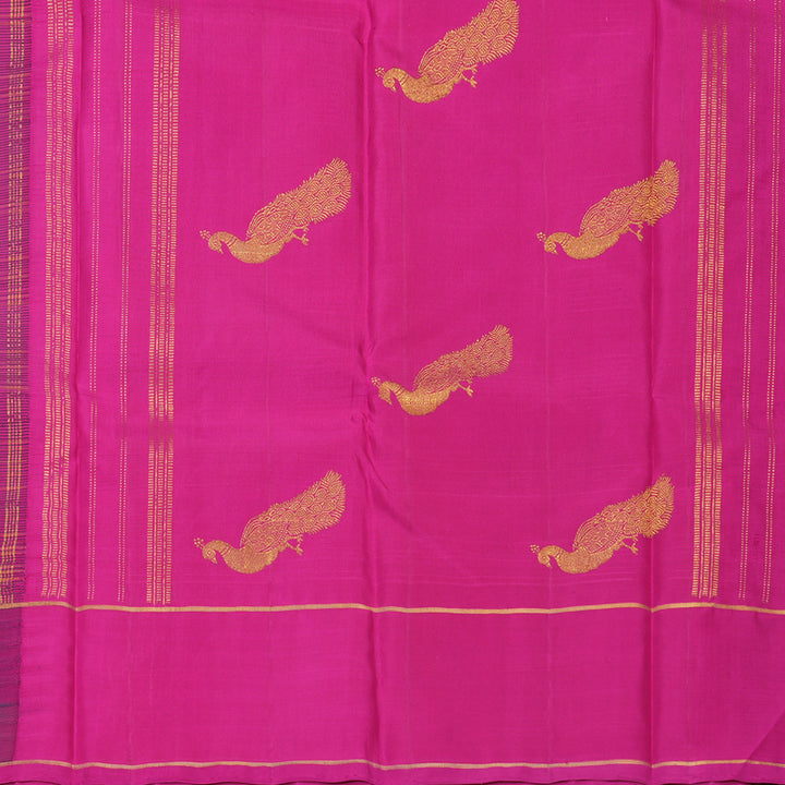 Hayagrivas Handloom Navy Blue Kanjivaram Silk Saree KBE2434C4-2