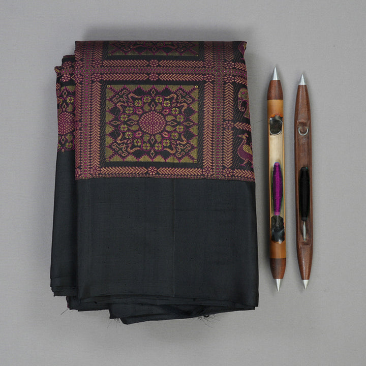 Hayagrivas Handloom Black Kanjivaram Silk Saree KBE2434C9-1