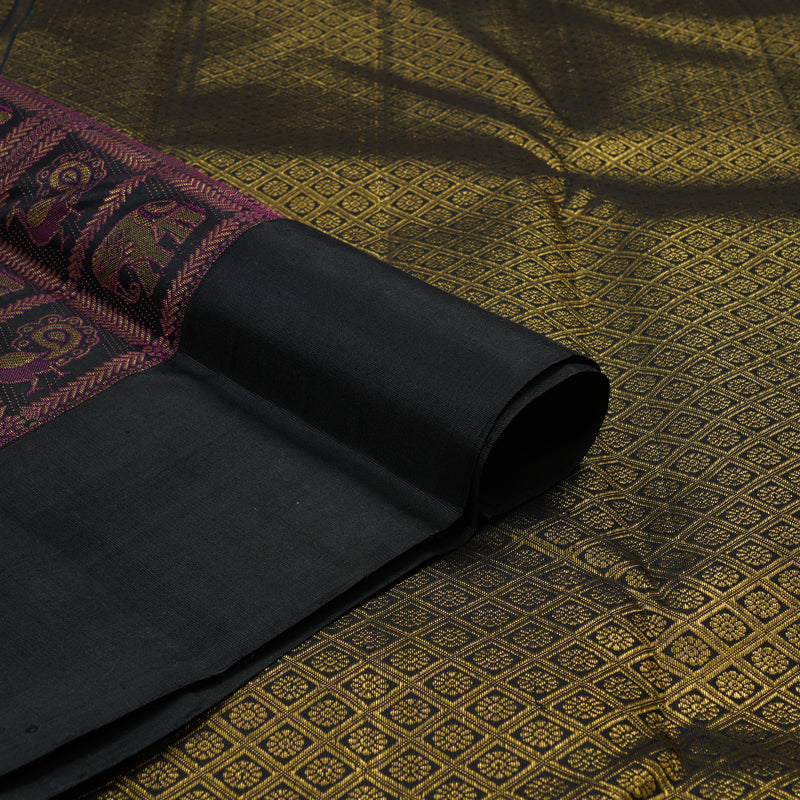 Hayagrivas Handloom Black Kanjivaram Silk Saree KBE2434C9-1