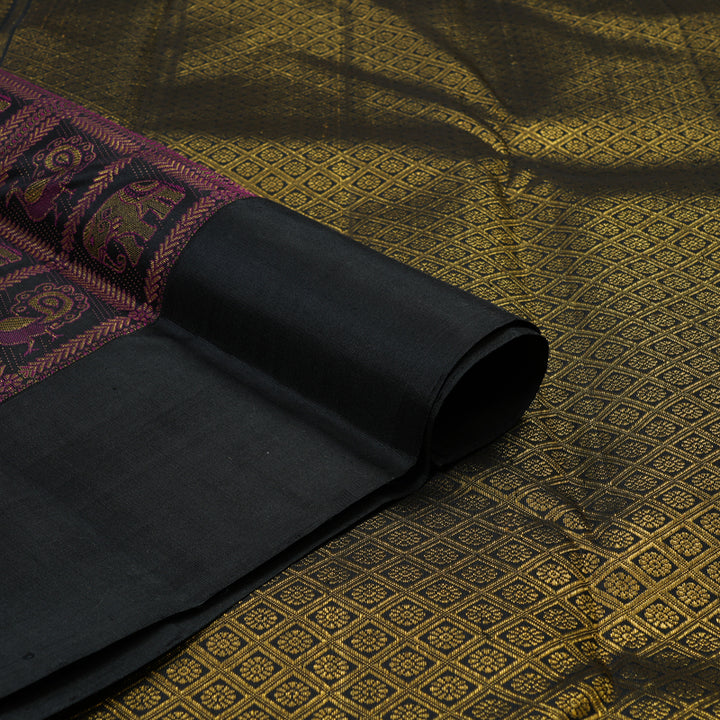 Hayagrivas Handloom Black Kanjivaram Silk Saree KBE2434C9-1
