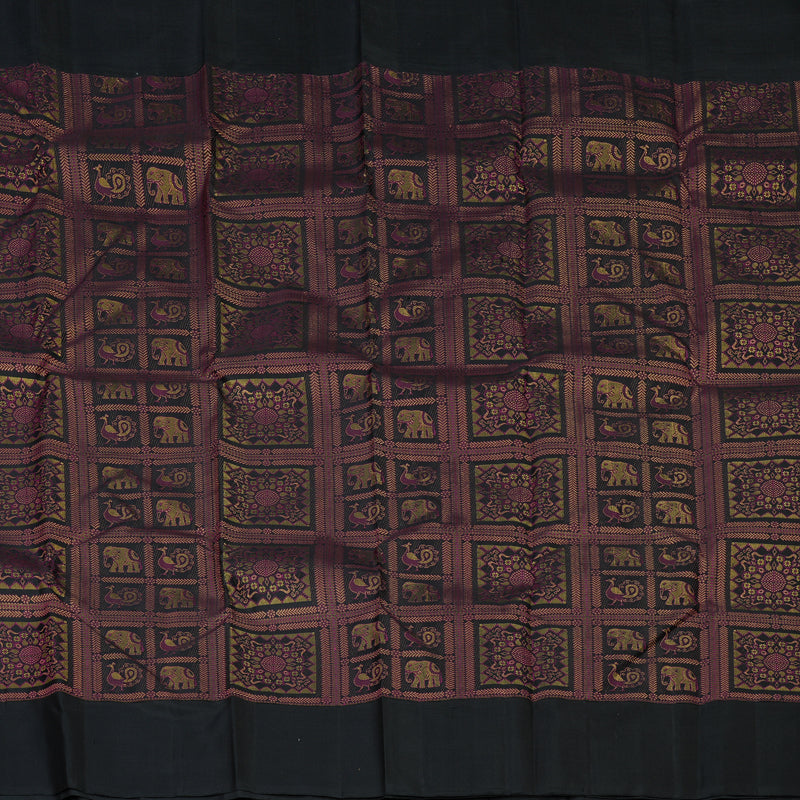 Hayagrivas Handloom Black Kanjivaram Silk Saree KBE2434C9-1