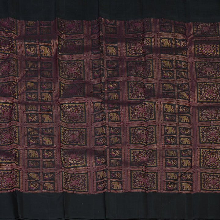Hayagrivas Handloom Black Kanjivaram Silk Saree KBE2434C9-1