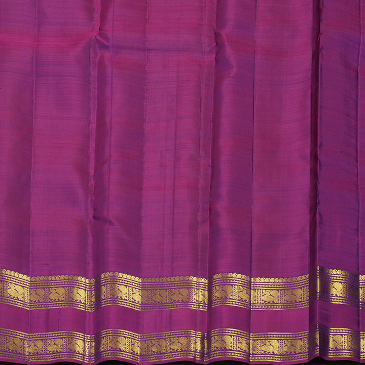 Hayagrivas Handloom Dark Blue Kanjivaram Silk Saree with Wine Purple Border KBE2438C1-2