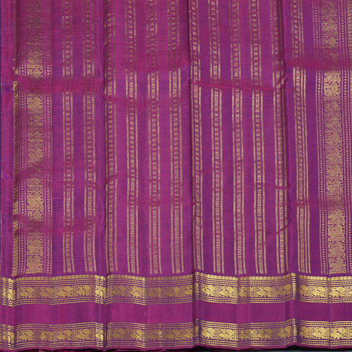 Hayagrivas Handloom Dark Blue Kanjivaram Silk Saree with Wine Purple Border KBE2438C1-2