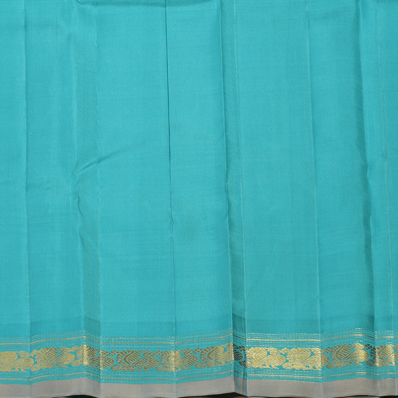 Hayagrivas Handloom Pale Yellow Kanjivaram Silk Saree with Light Blue Border KBF62D2-1