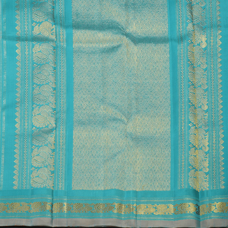 Hayagrivas Handloom Pale Yellow Kanjivaram Silk Saree with Light Blue Border KBF62D2-1
