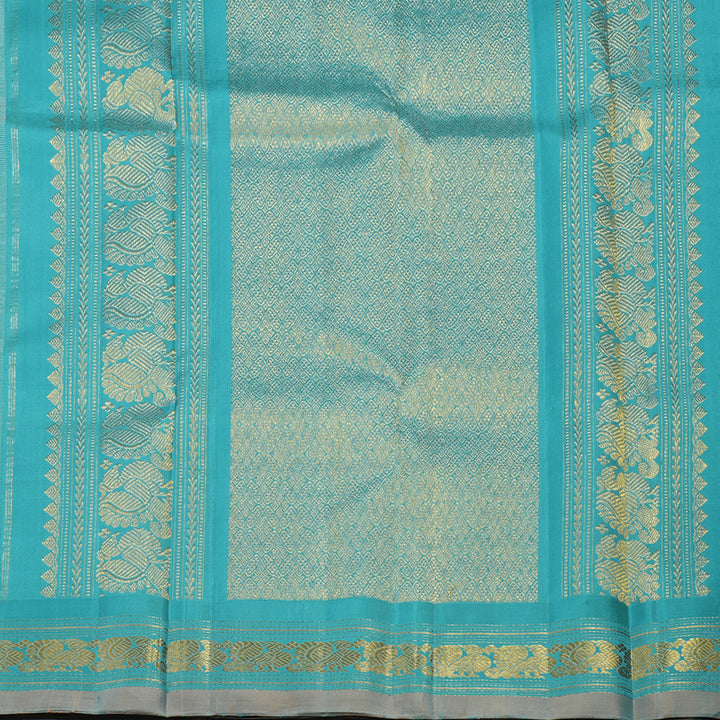 Hayagrivas Handloom Pale Yellow Kanjivaram Silk Saree with Light Blue Border KBF62D2-1
