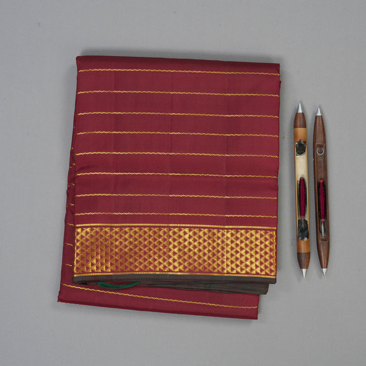 Hayagrivas Handloom Maroon Ten Yards Silk Saree KBE2442C5-1