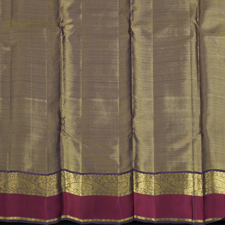 Hayagrivas Handloom Orange Kanjivaram Silk Saree with Violet Border KBE2446C16-1