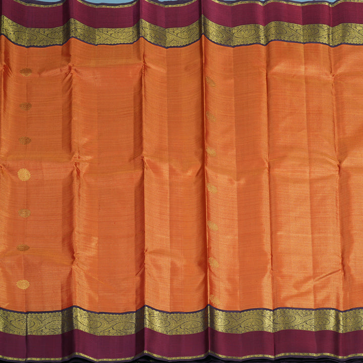 Hayagrivas Handloom Orange Kanjivaram Silk Saree with Violet Border KBE2446C16-1