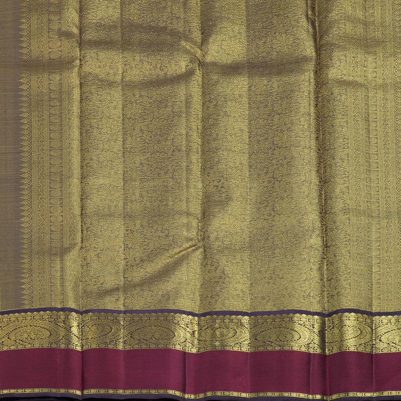 Hayagrivas Handloom Orange Kanjivaram Silk Saree with Violet Border KBE2446C16-1