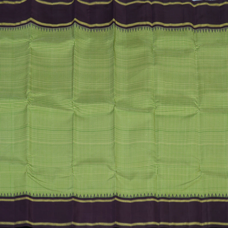 Hayagrivas Handloom Cream & Green Checks Kanjivaram Silk Saree KBE2446C19-1