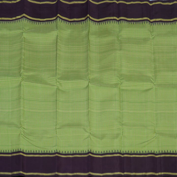 Hayagrivas Handloom Cream & Green Checks Kanjivaram Silk Saree KBE2446C19-1