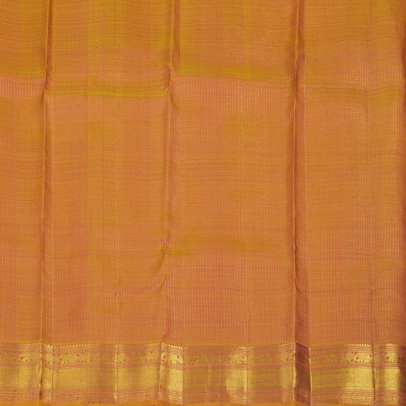 Hayagrivas Handloom Rani Pink Kanjivaram Silk Saree with Golden Orange Border KBE2446C3-1