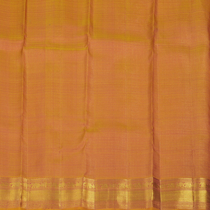 Hayagrivas Handloom Rani Pink Kanjivaram Silk Saree with Golden Orange Border KBE2446C3-1