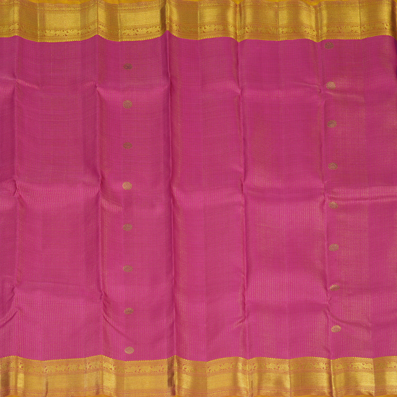 Hayagrivas Handloom Rani Pink Kanjivaram Silk Saree with Golden Orange Border KBE2446C3-1