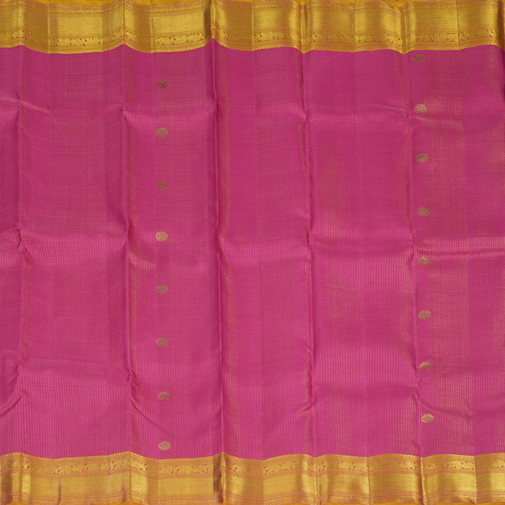 Hayagrivas Handloom Rani Pink Kanjivaram Silk Saree with Golden Orange Border KBE2446C3-1