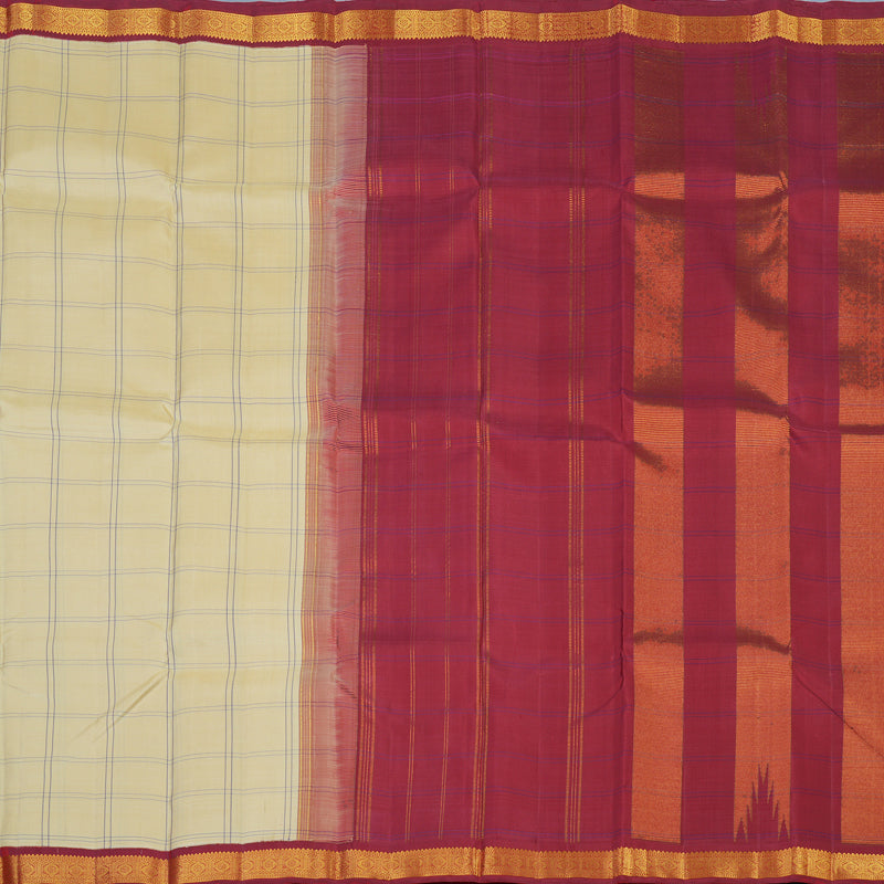 Hayagrivas Handloom Sandal Kanjivaram Silk Saree with Maroon Border KBE2446C7-1